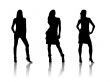 three black fashion girls silhouettes