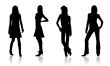 Four fashion girls silhouettes