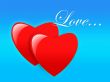 Valentines card with two red hearts
