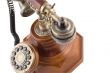 Close-up of retro-styled phone`s metallic handset