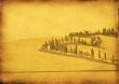 vintage postcard with classical tuscan view