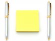pens and yellow paper