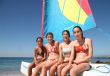 Four girls on a boat
