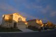 houses lit by evening sun