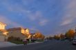 houses lit by evening sun