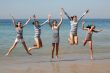 Five girls jumping