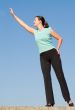 girl stretches the hand