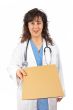Female doctor handing a dossier