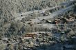 New snow on chalets in village