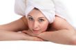 Laying girl in towel