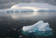 Icebergs and brash ice in calm seas