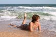 girl in bikini in the waves