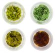Four bowls of green tea