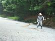street cleaner at Morning in Tokyo garden