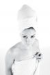 In white towel