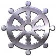 3D Silver Buddhism Symbol Wheel of Dharma
