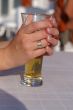 a woman drinking beer