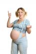 Expectant mother on white background