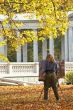 Painter in autumn park