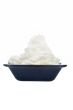 Fresh cream in a black dish
