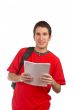 Student holding the notebook