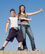 Family with thumb up