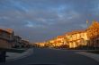 houses lit by evening sun