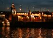 Night appearance from Moscow river. Bridge.