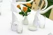 White tableware and roses