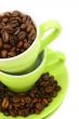 Cups and coffee beans (clipping path included)