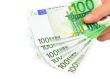 Hand holding euro notes (clipping path included)