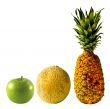 Isolated Pineapple, Cantaloupe and Green Apple