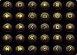 Black and yellow media web buttons