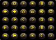 Black and yellow media web buttons