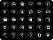 Black and white media buttons
