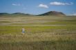Single woman in steppe