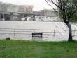 stormy weather - submerged park bench