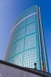 Glass skyscraper in downtown financial district