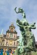 Antwerp`s Town Hall, with statue in front