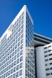 futuristic white corporate office buildings