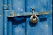 Steel lock on blue freight container