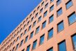 red office building windows