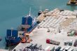 Big cargo ship in harbor