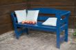 blue bench with apples