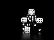 Black And White Dice On Black Background
