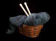 Knitting Supplies In A Basket With Needles