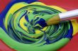 Poster paint, mixed colors.