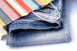Jeans in paper bag.