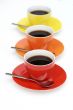 Cups of coffee  standing in line.