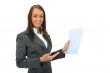 Business woman keeps sheet